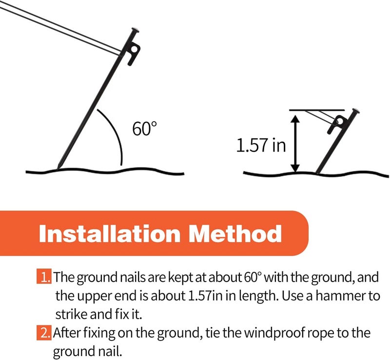 DkOvn 8 Pack Tent Stakes, 12in Heavy Duty Stakes with Storage Bag, Forged Steel Tent Pegs for Camping - Image 4